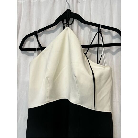 Cinq A Sept Women's Ivory & Black Colorblock Faye Halteneck Midi Dress Sz 8 NWT - Picture 5 of 9